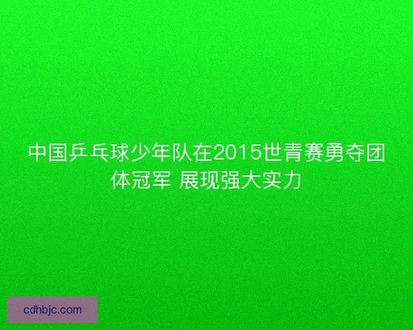 中国乒乓球少年队在2015世青赛勇夺团体冠军 展现强大实力 中国乒乓球少年队在2015世青赛勇夺团体冠军 展现强大实力