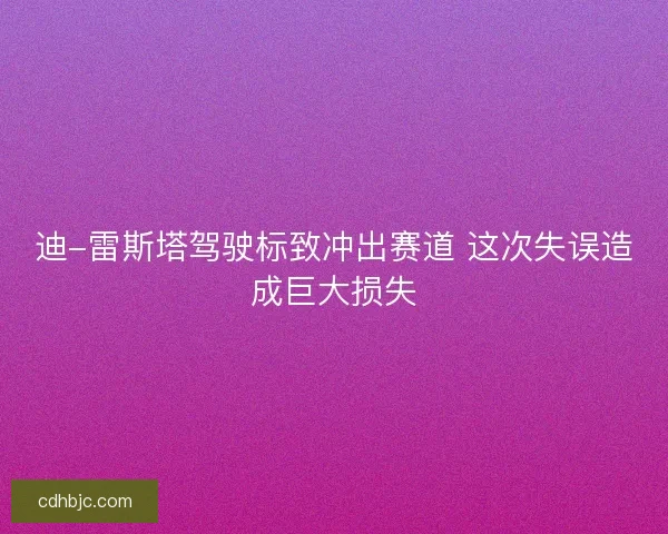 迪-雷斯塔驾驶标致冲出赛道 这次失误造成巨大损失